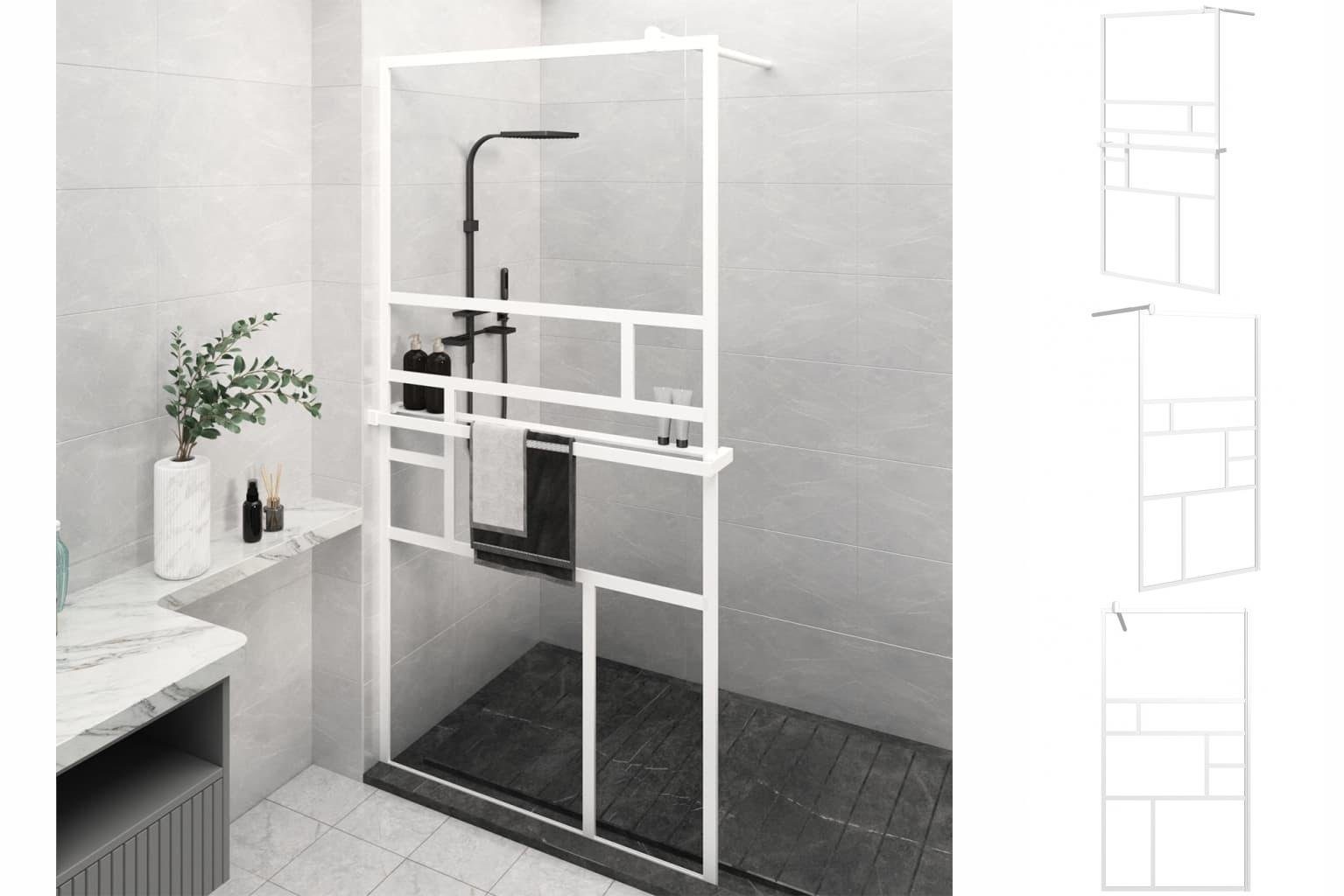 vidaXL Duschwanne Duschwand mit Ablage für Walk-In-Dusche Weiß 100x195 cm ESG