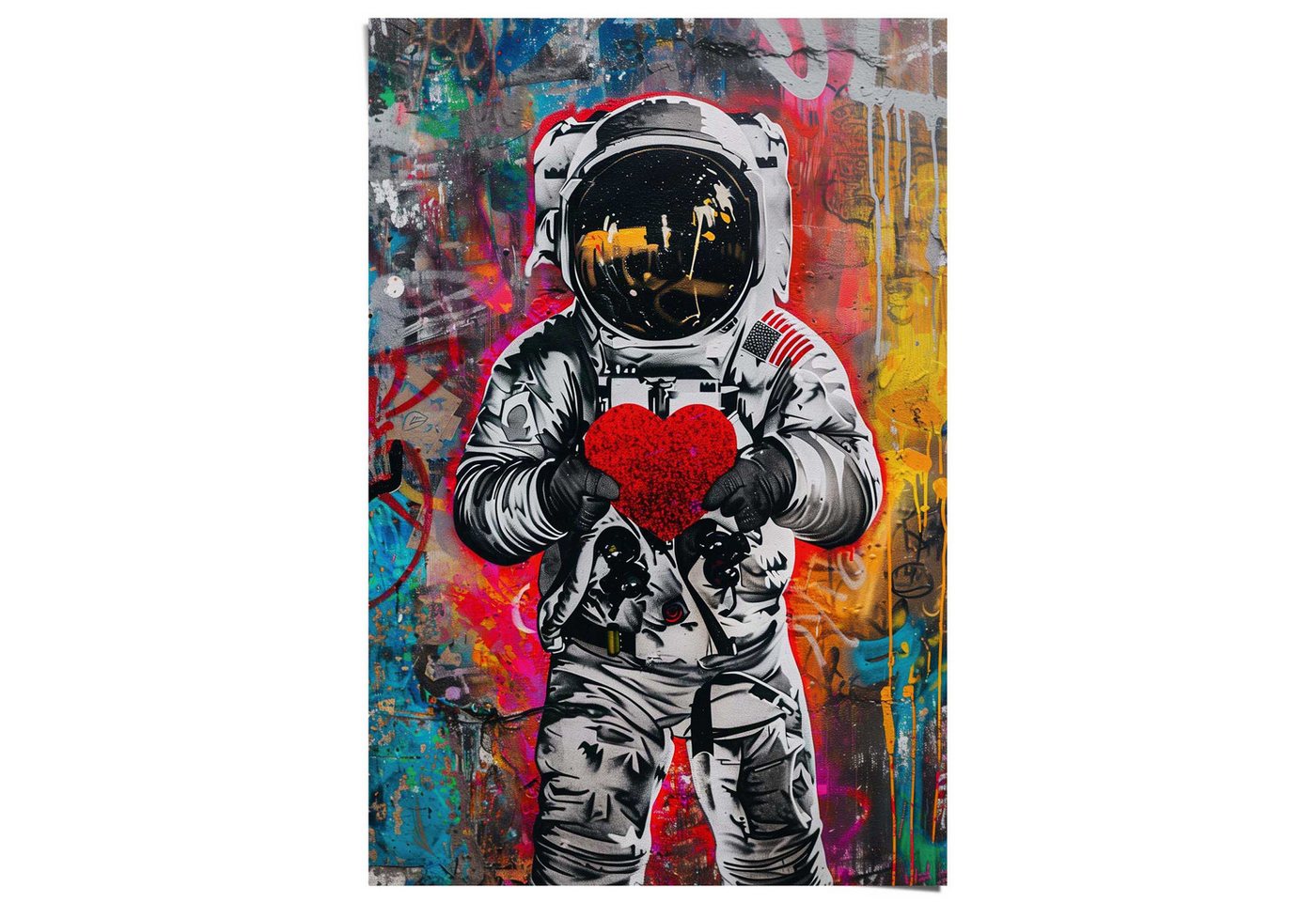 Reinders! Poster Astronauten-Graffiti, Kinderzimmer - Mehrfarbig - 150 gr. Papier - Menschen - 61x91,5 cm