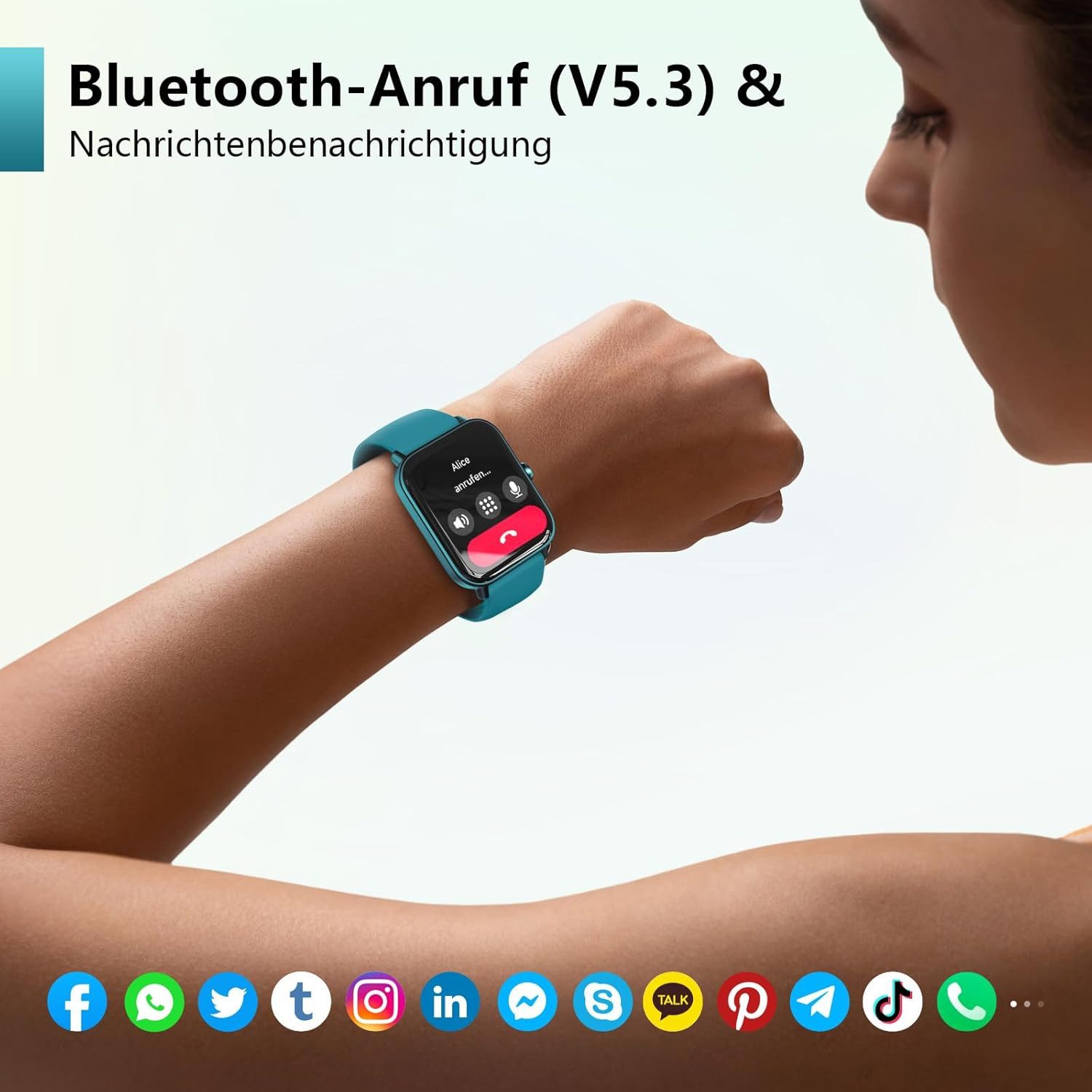 Woneligo IDW19 Smartwatch (4,5 cm, android ios), Smartwatch Damen Herren Alexa 1.8 Zoll Uhr 100+ Sportmodi wasserdicht