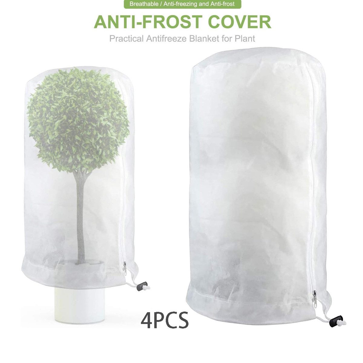 FELIXLEO Winterschutzhaube Frostschutz Schutzhülle Pflanzensack Für Kübelpflanzen Atmungsaktiv (4-St) – Bild 2 von 5