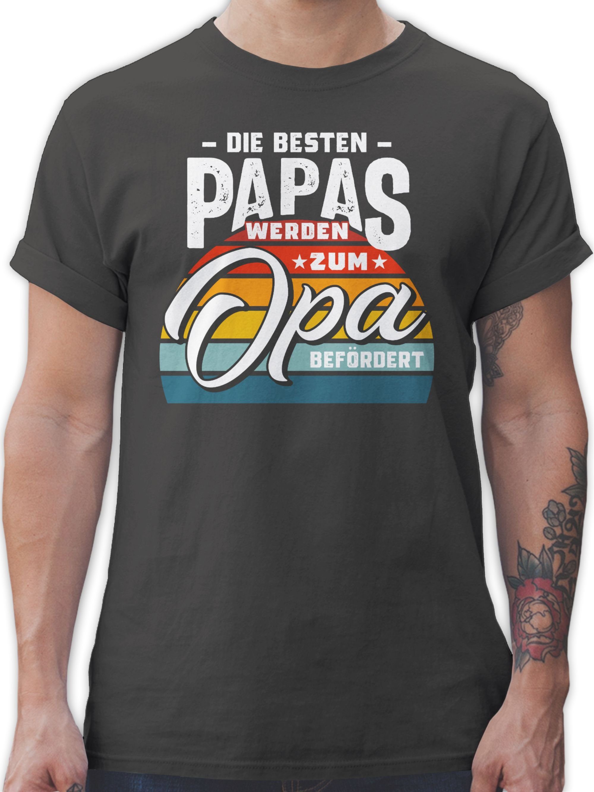 Shirtracer T-Shirt Die besten Papas werden Du I 02 Opa Opa Opa Dunkelgrau zum befördert Geschenke wirst