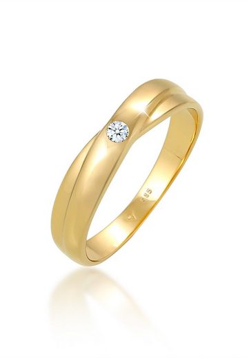 Elli DIAMONDS Verlobungsring »Wickelring Solitär Diamant (0.03 ct) 585 Gelbgold«
