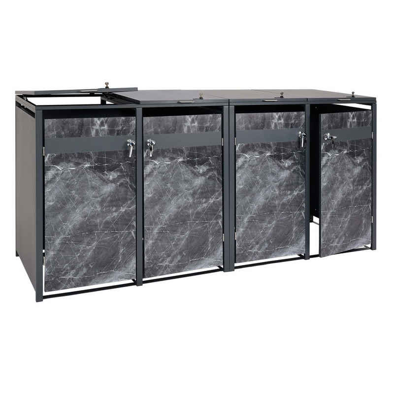 MCW Mülltonnenbox MCW-J82-4 (4 St), Für 4 Mülltonnen mit 80 bis 240L Fassungsvermögen, abschließbar