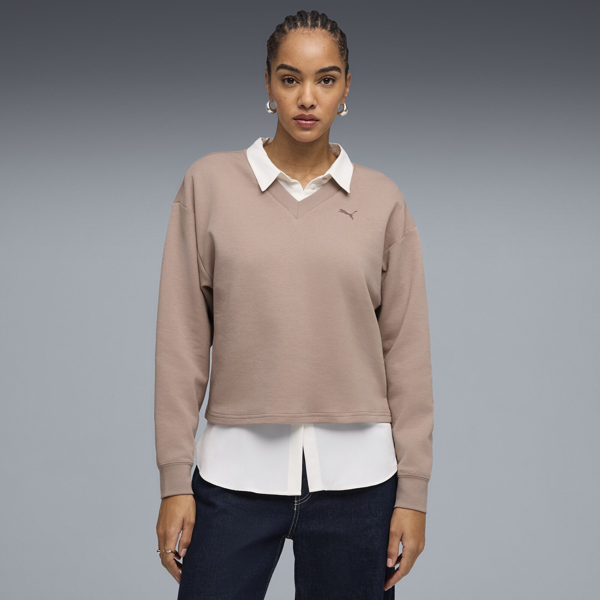 PUMA Sweatshirt Essentials Elevated Sweatshirt mit V-Ausschnitt Damen günstig online kaufen