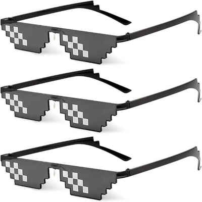 LENBEST Sonnenbrille Pixel Mosaik Brille, Lustige Spielzeug Mosaik Sonnenbrille (3-St)