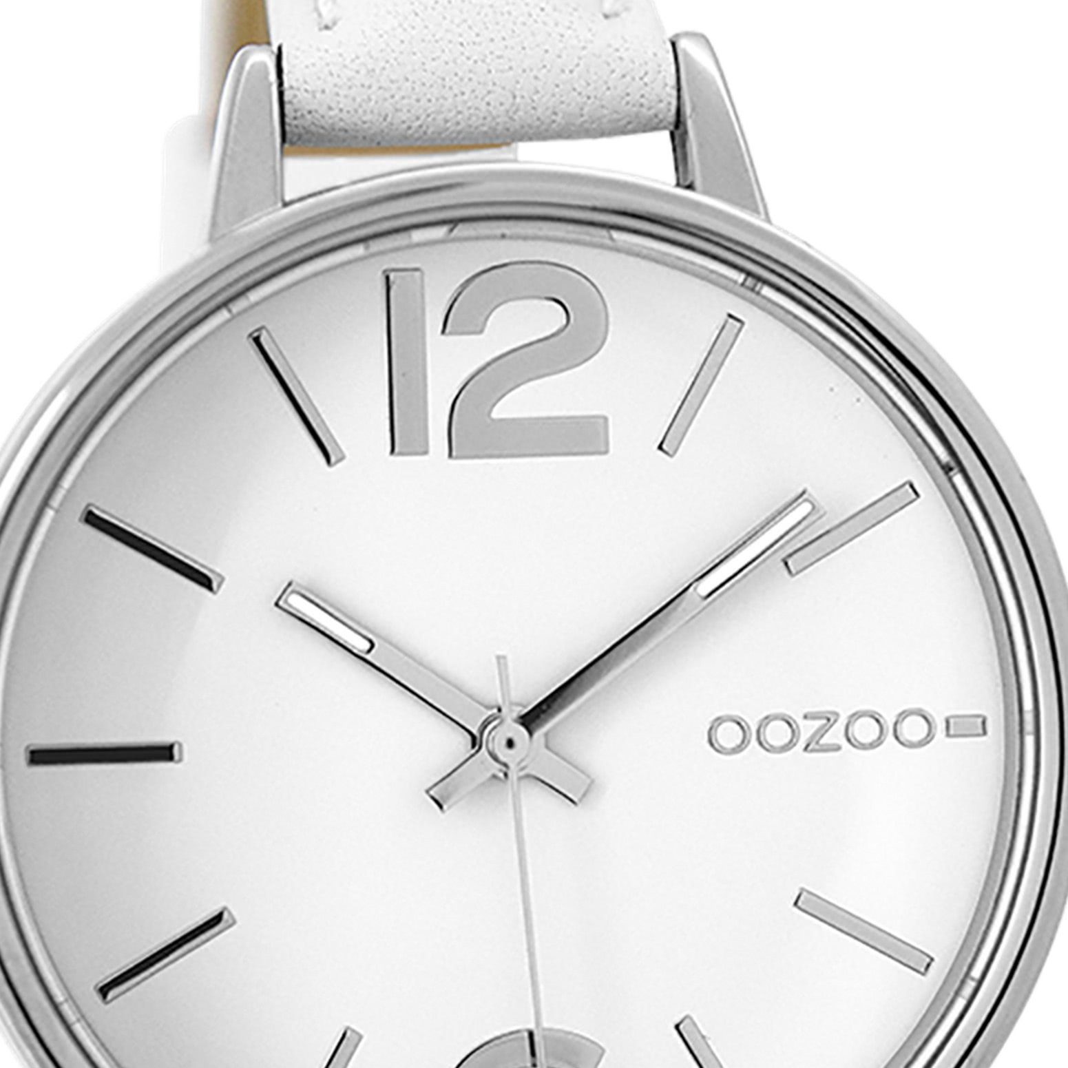 Quarzuhr OOZOO Armbanduhr Fashion-Style mittel Damen Timepieces Lederarmband, (ca. Oozoo rund, 38mm) 38mm, Damenuhr