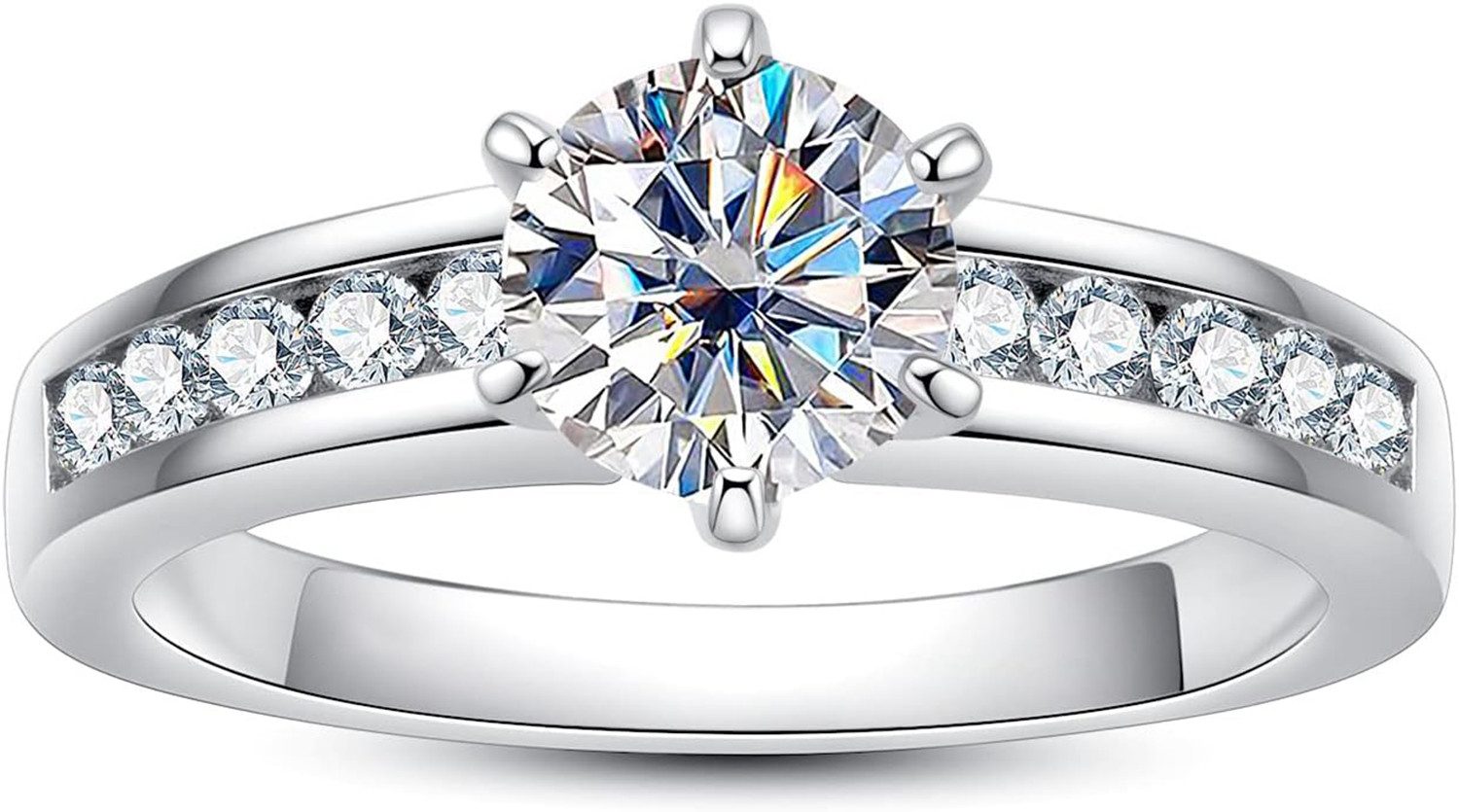 Diamantring 14K Gold, 1CT runder Diamant, Damenring mit echtem Diamanten
