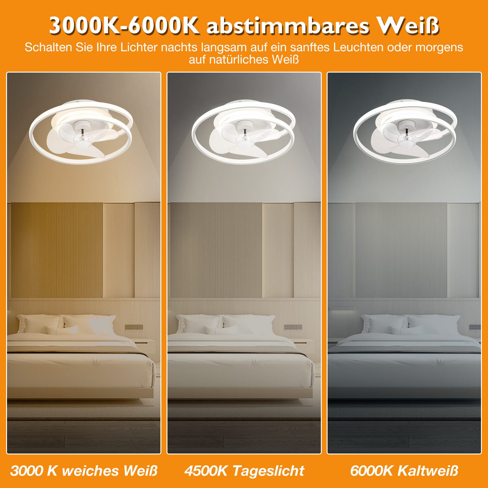 MUPOO Deckenventilator LED Moderner Leise Beleuchtung günstig online kaufen