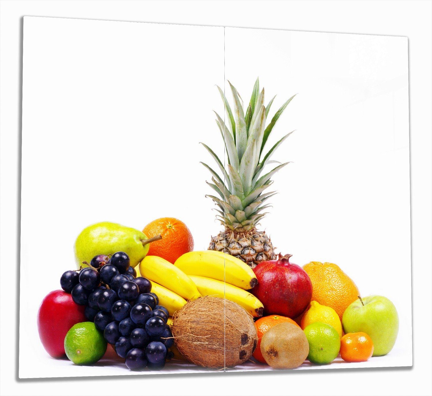 Wallario Herd-Abdeckplatte Gemischtes Obst aus aller Welt - Exotische Obstsammlung, ESG-Sicherheitsglas, (Glasplatte, 2 tlg., inkl. 5mm Noppen), verschiedene Größen