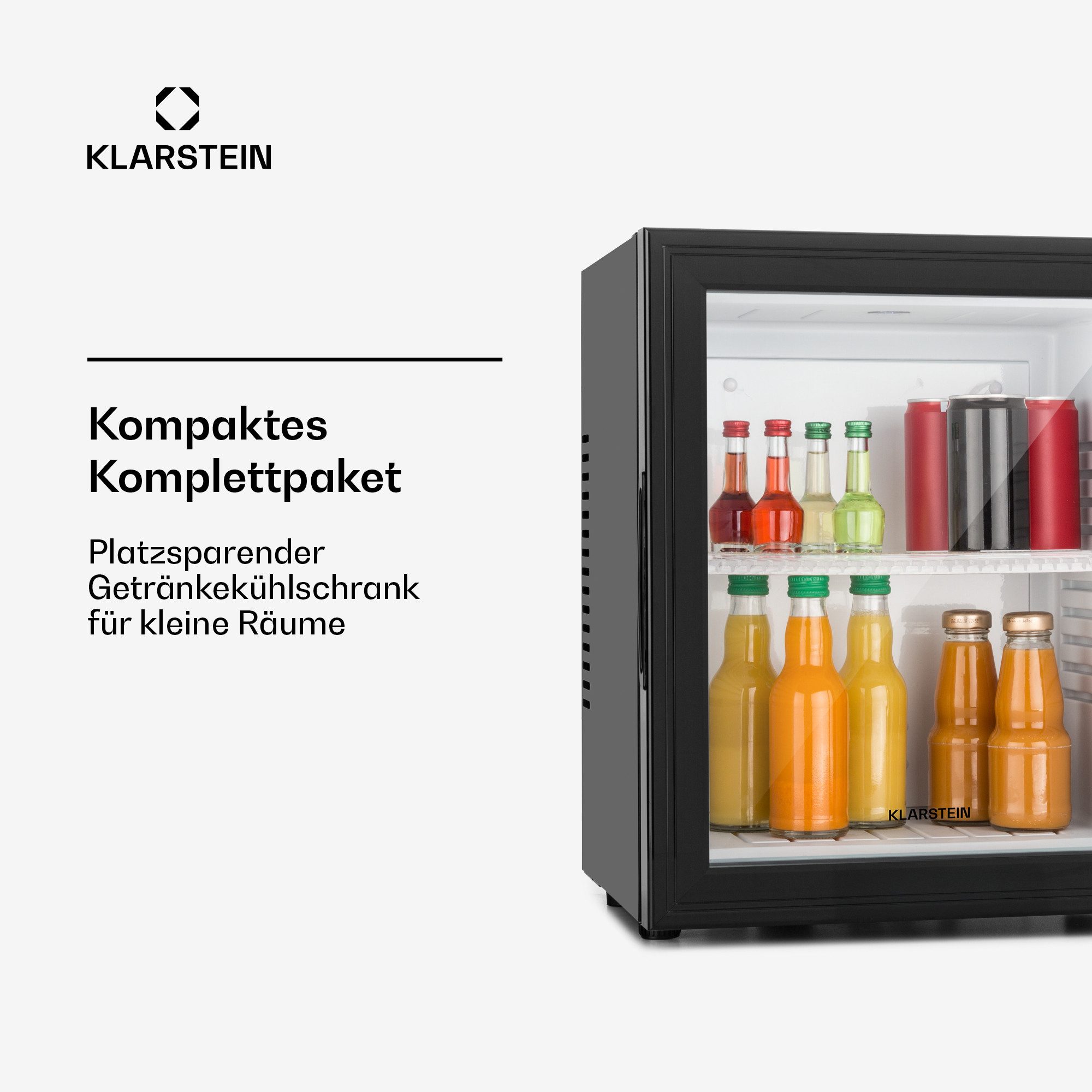 Klarstein Table Top Kühlschrank MKS-12 Mini-Kühlschrank 24 L Glastür 0 dB schwarz Glasfront 10005439, 47.5 cm hoch, 38 cm breit, Hausbar Minikühlschrank ohne Ge – Bild 4 von 5