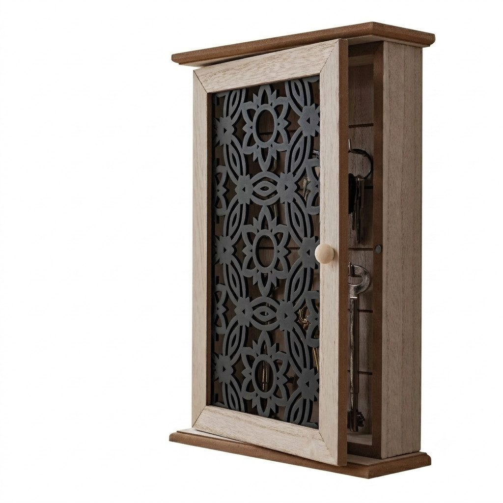 Home-trends24.de Schlüsselkasten Schlüsselkasten schwarz Natur Blumen Schlüssel Box Schrank Deko