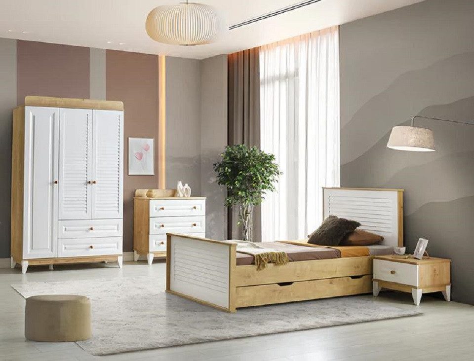 Jugendzimmer-Set Hochwertiges Schlafzimmermöbelset in Weiß mit Stauraum und Komfort