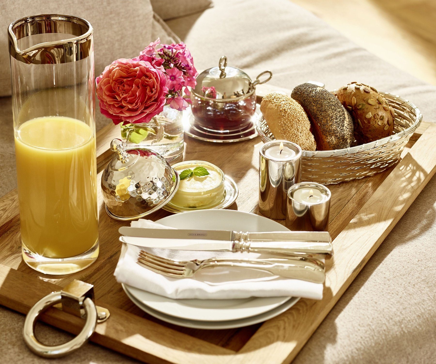 - Obstschale Brotkorb anlaufgeschützt Frühstückskorb, in Dekokorb, und Obstkorb, versilbert - Basket, EDZARD Tisch-Korb Stahl, oval