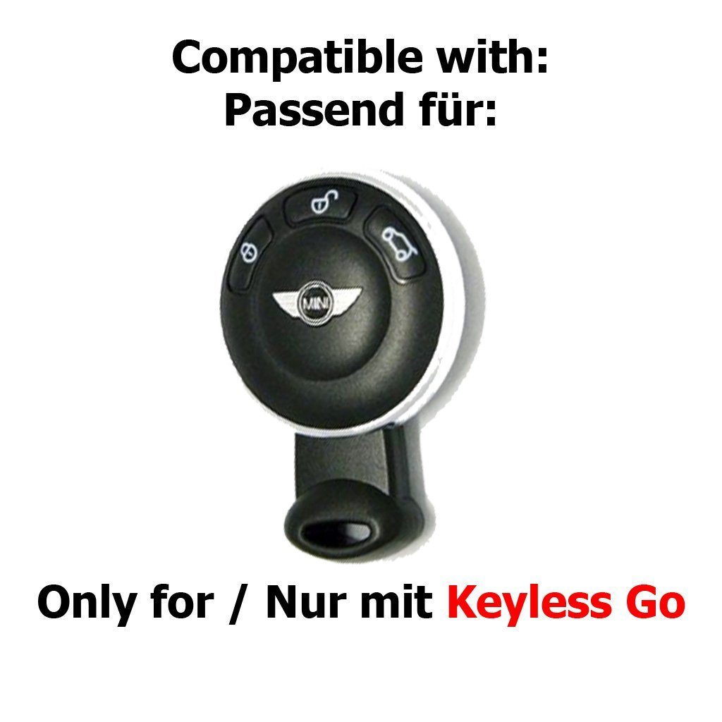 mt-key Schlüsseltasche Autoschlüssel Softcase Cooper R55 fluoreszierend R57 Mini für Clubman R56 3 Tasten R60 Paceman R61 Grün, Schutzhülle Silikon S ONE R59