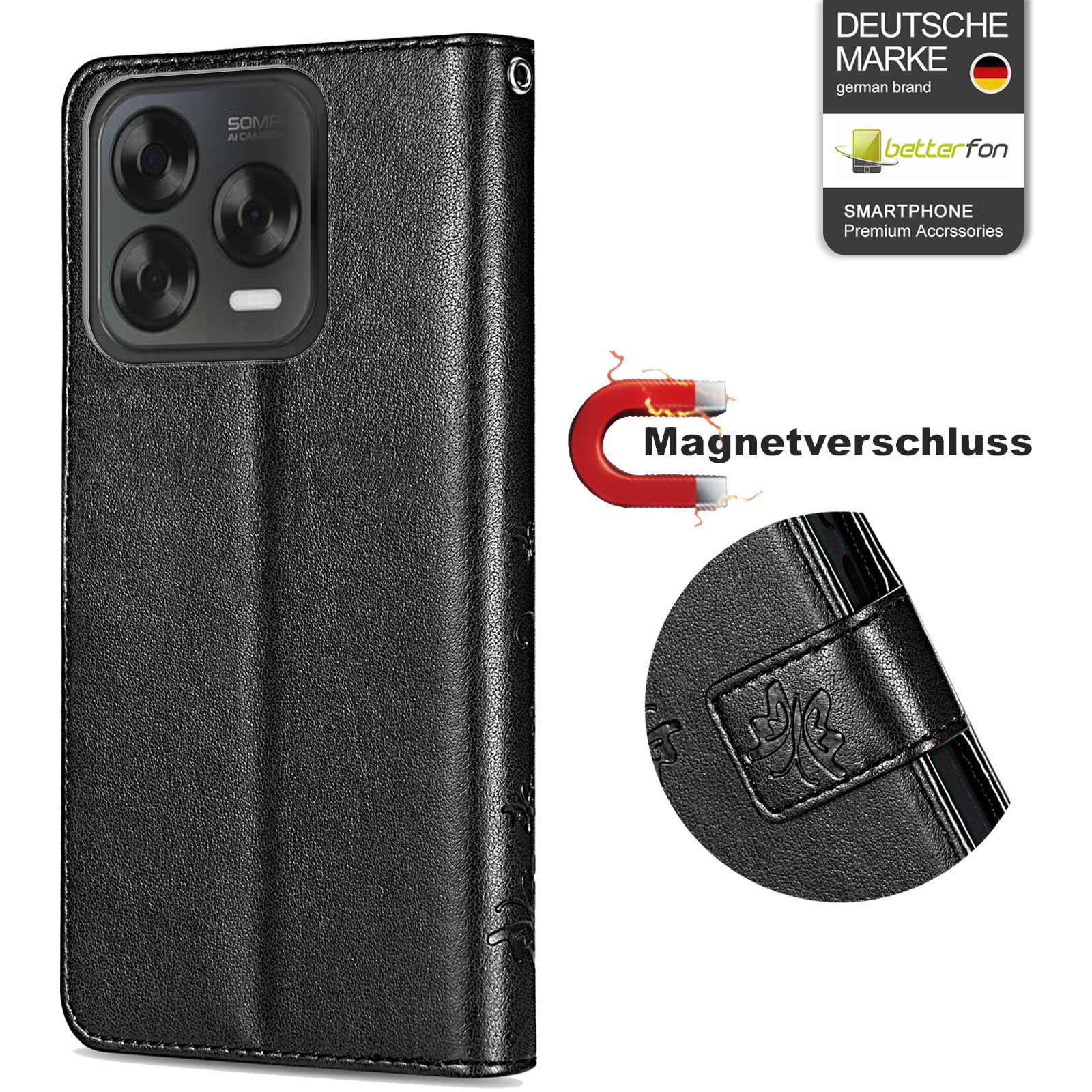 betterfon Handyhülle Handytasche für ZTE Blade V70 Vita Klapphülle mit Kartenfächern, Bookstyle-Hülle: Magnetverschluss 3 Kartenfächer & Standfunktion – Bild 3 von 5