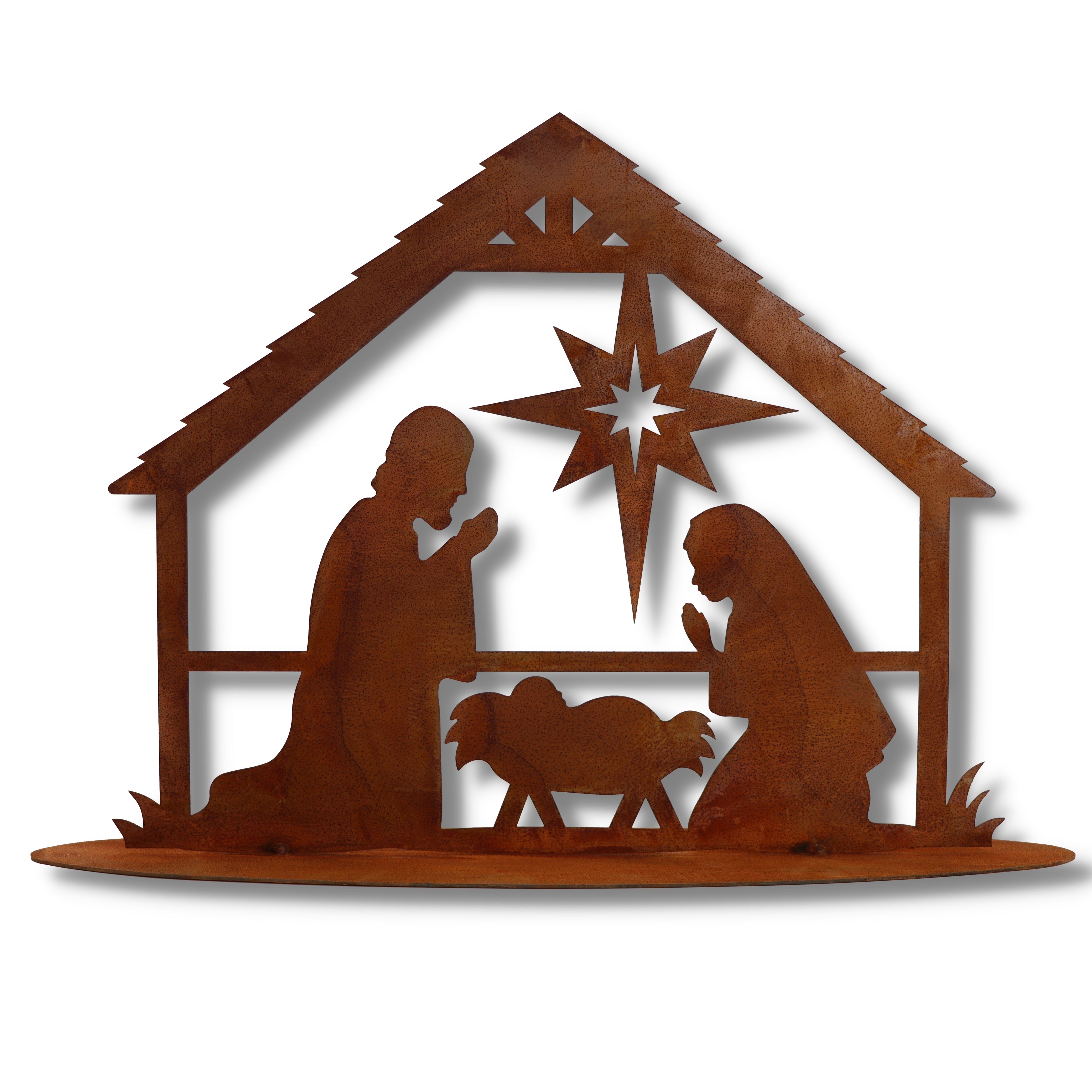 Rostikal Krippe Metall Krippe Weihnachten modern, Echter Rost