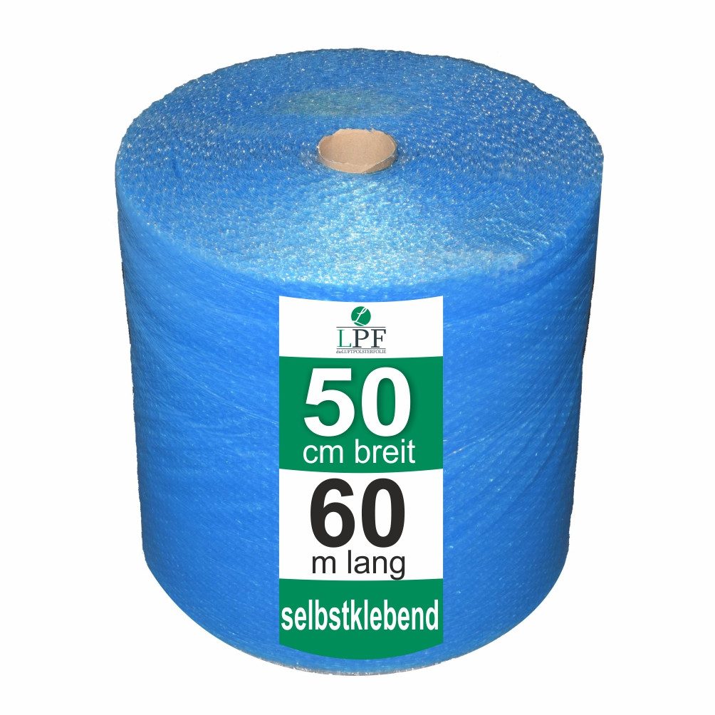 LPF dieLUFTPOLSTERFOLIE Schutzfolie Luftpolsterfolie SELBSTKLEBEND SELBSTHAFTEND Breite 50cm x Länge 60m