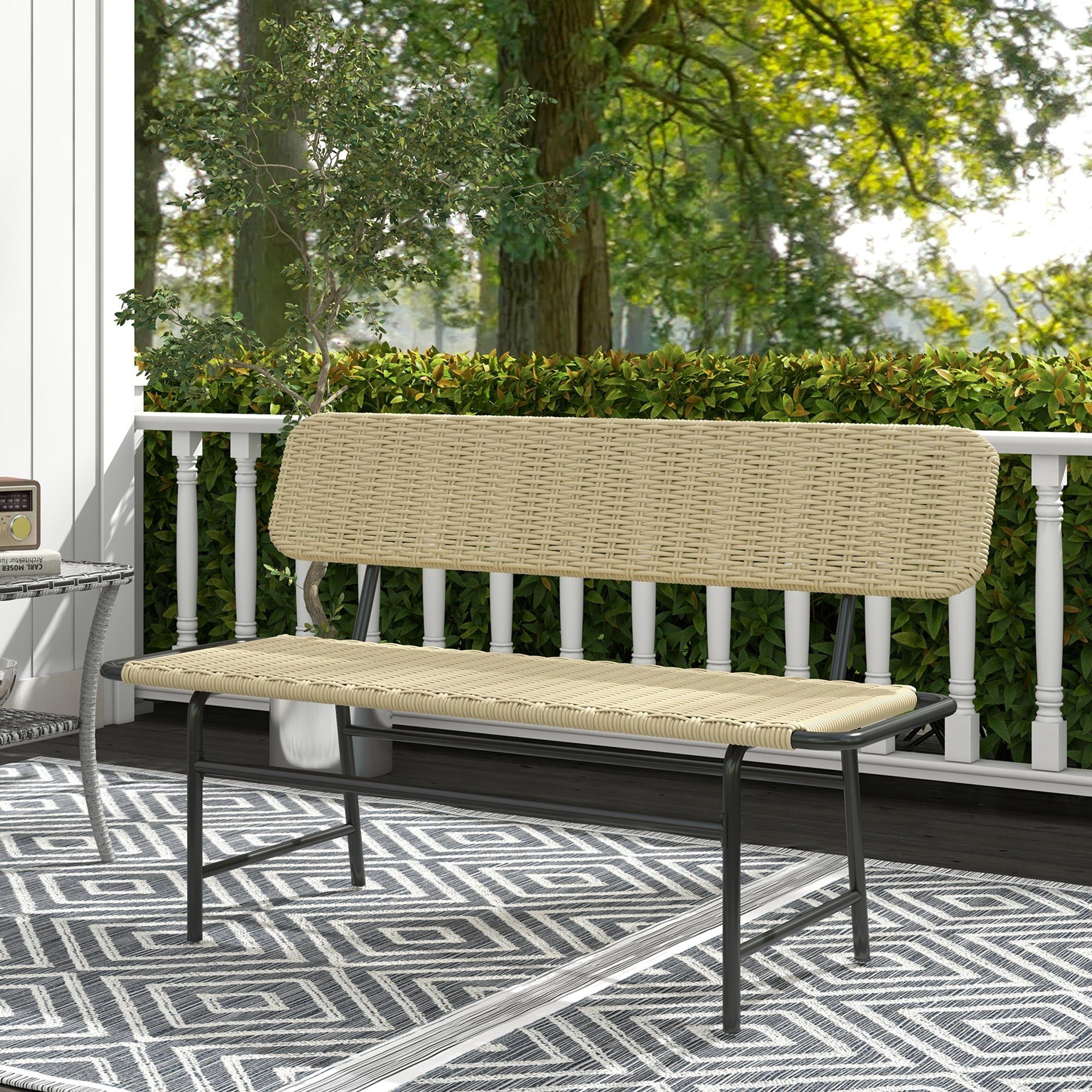 Outsunny Gartenbank Polyrattan Sitzbank Balkonbank bis günstig online kaufen