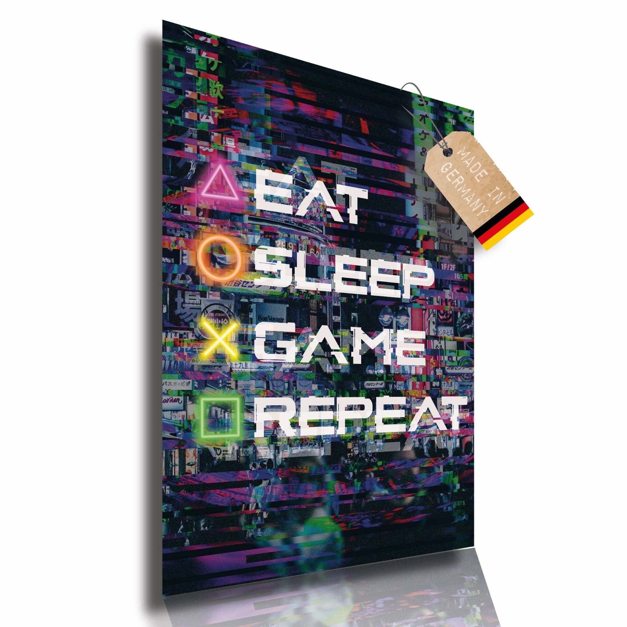 Lineo Poster Gaming Wandbild Eat Sleep Game Repeat