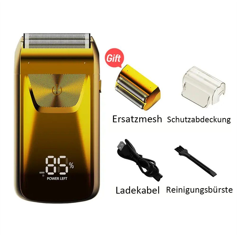 TUABUR Rasiermesser LED-LCD-Display Elektrorasierer Rasierhaarschneider Farbverlauf Herrenrasierer Gold