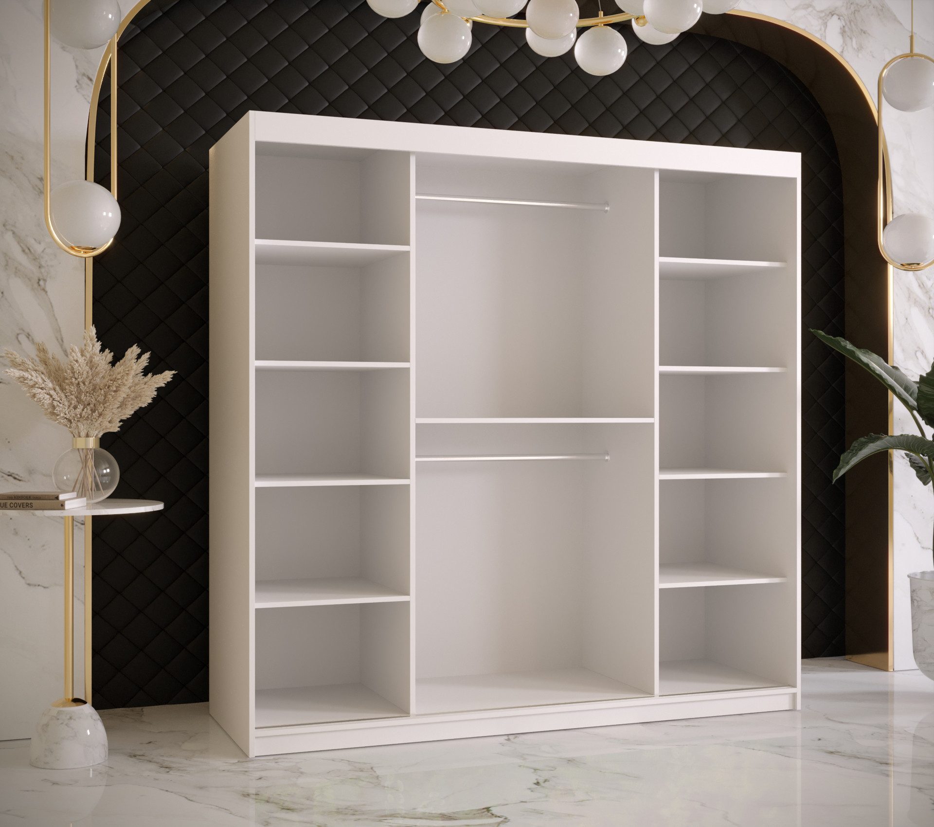 ABIKS MÖBEL Schwebetürenschrank RIFLO WAVE 2 Schlafzimmerschrank - mit Schiebetüren, Kleiderstange