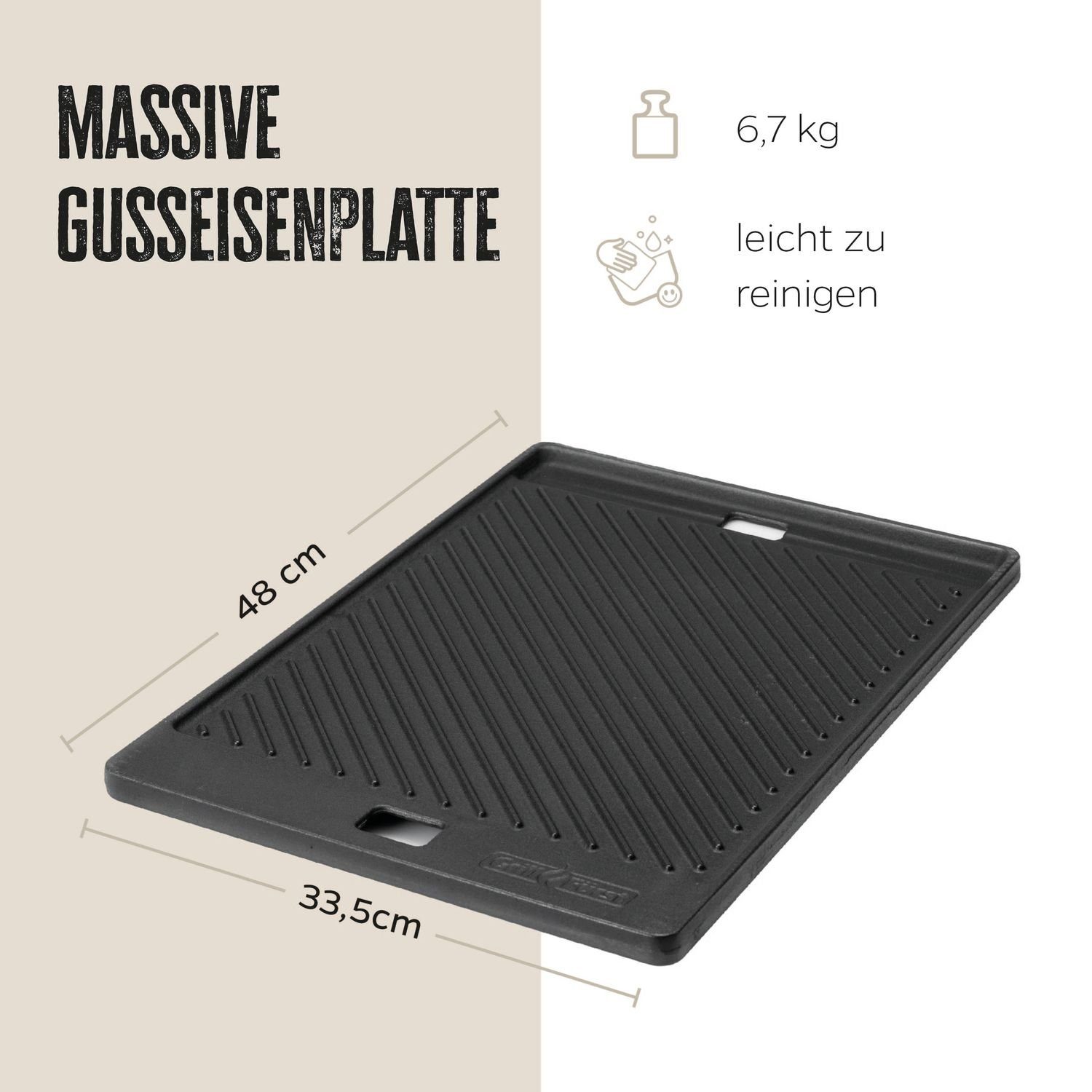 Grillfürst Grillplatte Grillfürst Grillplatte Gusseisen für Genesis II GS4 400 / 600 48 x 33,5 cm