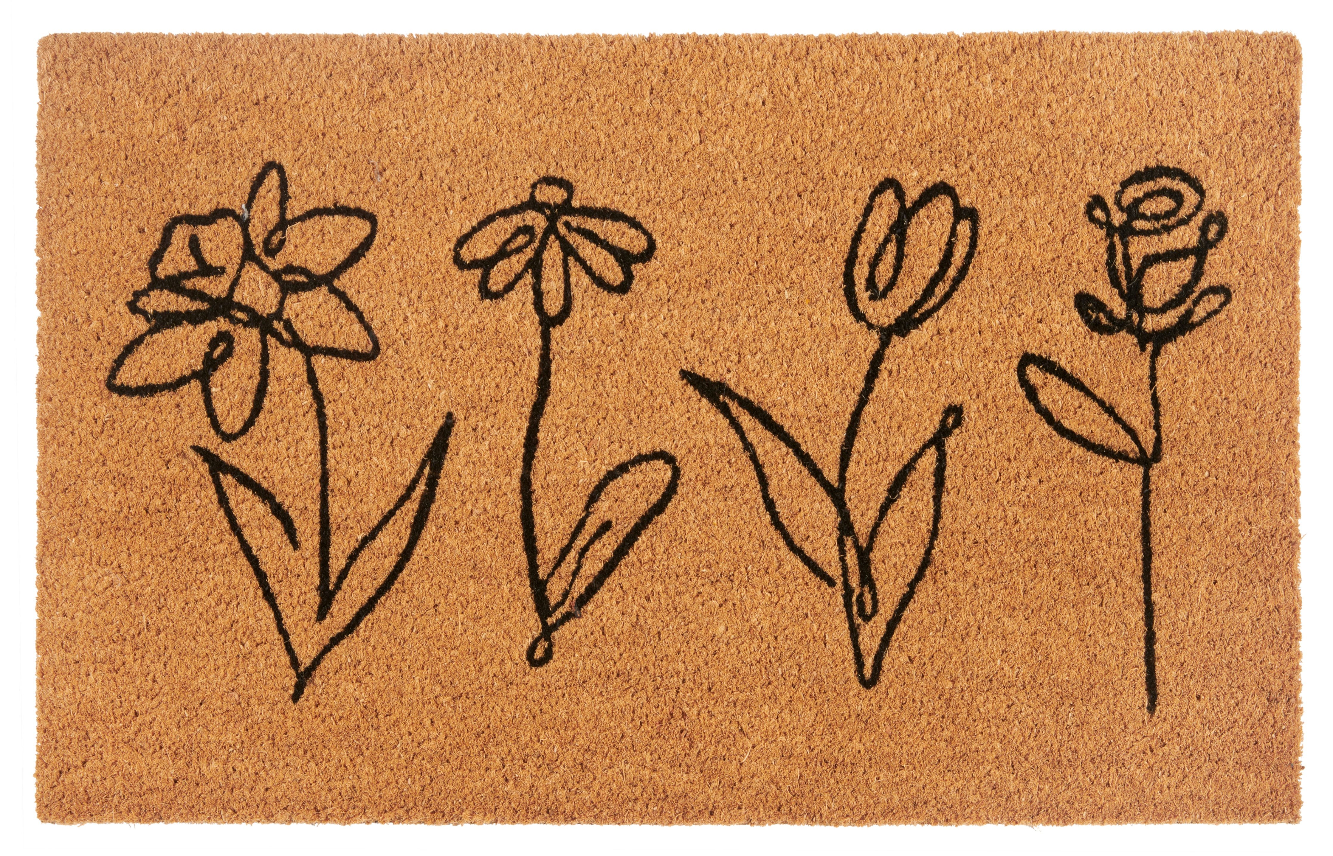 HANSE Home Fußmatte Kokos Line-Art Flowers, günstig online kaufen