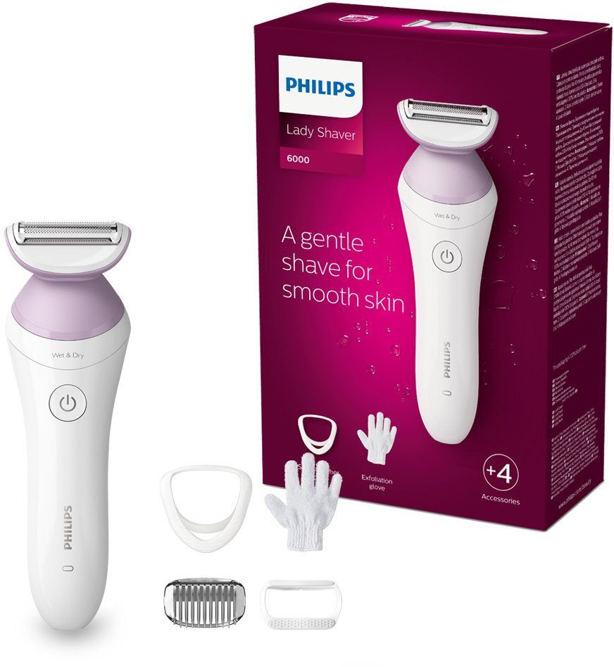 Philips Elektrokörperrasierer SatinShave Prestige Series 6000 BRL136/00, Aufsätze: 3, nass oder trocken, inkl. Handschuh