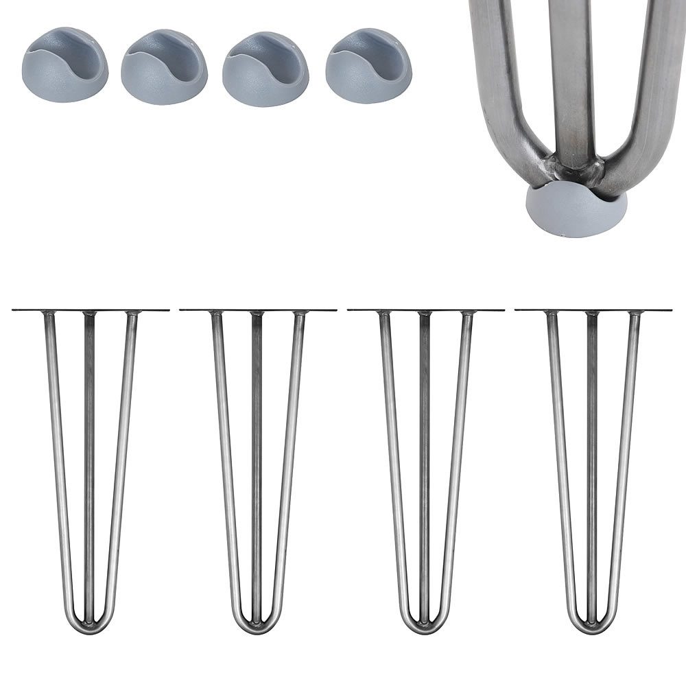 Mucola Tischbein Hairpin 4er Set aus Stahl Haarnadelbeine Tischgestell Tischbeine, DIY-Lösung für individuelle Tischprojekte, mit Bodenschonern