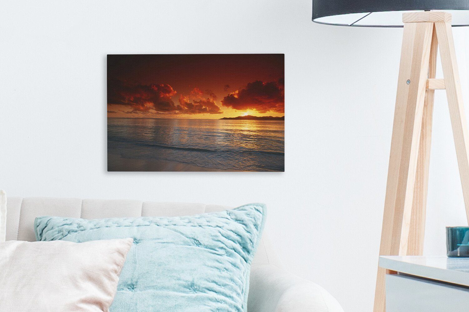 Wandbild Leinwandbild cm St), - Leinwandbilder, Wanddeko, - Aufhängefertig, Strand OneMillionCanvasses® Farbe, 30x20 (1 Himmel