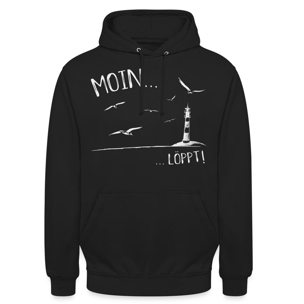 Spreadshirt Hoodie Moin…Löppt Leuchtturm Küste Norddeutsch Unisex Hoodie (1-tlg) Unisex-Schnitt: Sitzt bei Männern körpernah, bei Frauen weit
