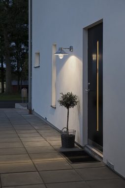 KONSTSMIDE Außen-Wandleuchte Aluminium, weiß, 8W, warmweiß, 700lm, IP54, wassergeschützt, G, 3000K, wassergeschützt, warmweiß