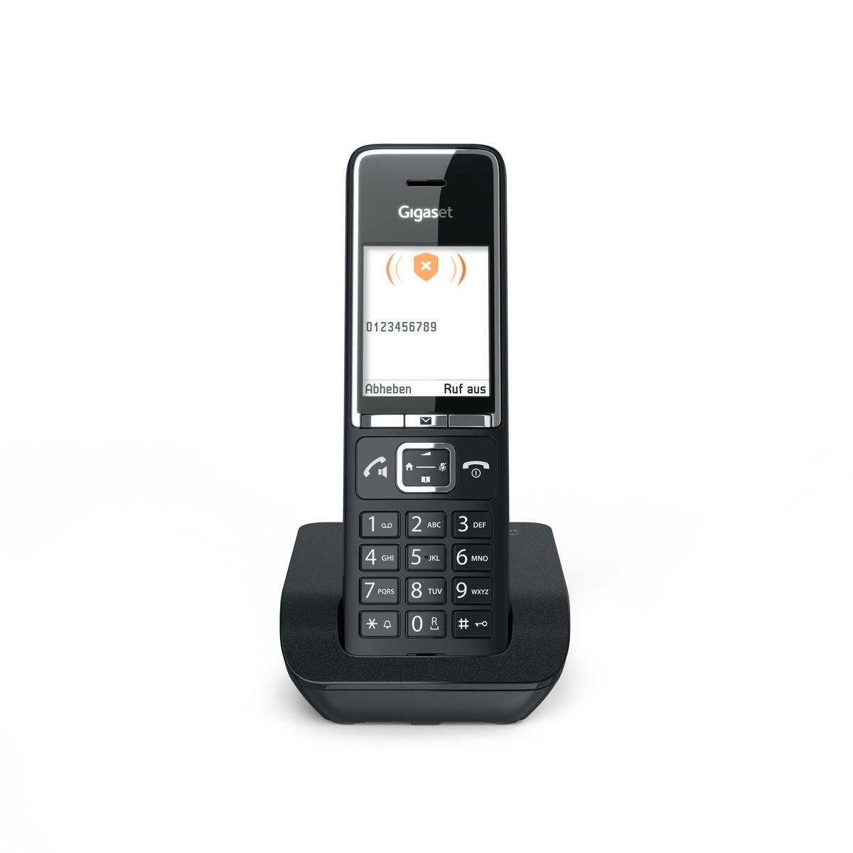 Gigaset COMFORT 550 schwarz Schnurloses DECT-Telefon (Mobilteile: 1,  Freisprechfunktion, Hörgerätekompatibel, Babyphone-Funktion), 2,2