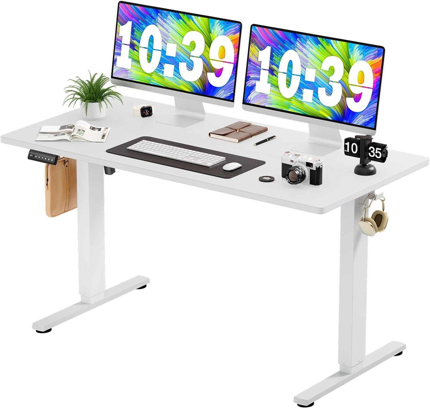 JOEAIS Schreibtisch Höhenverstellbarer Gaming Tisch 140*60CM Standing Desk (Table Tisch Höhenverstellbar Gaming Desk Height Adjustable Desk), Computertisch Elektrischer Voreinstellung mit Kopfhörerhaken