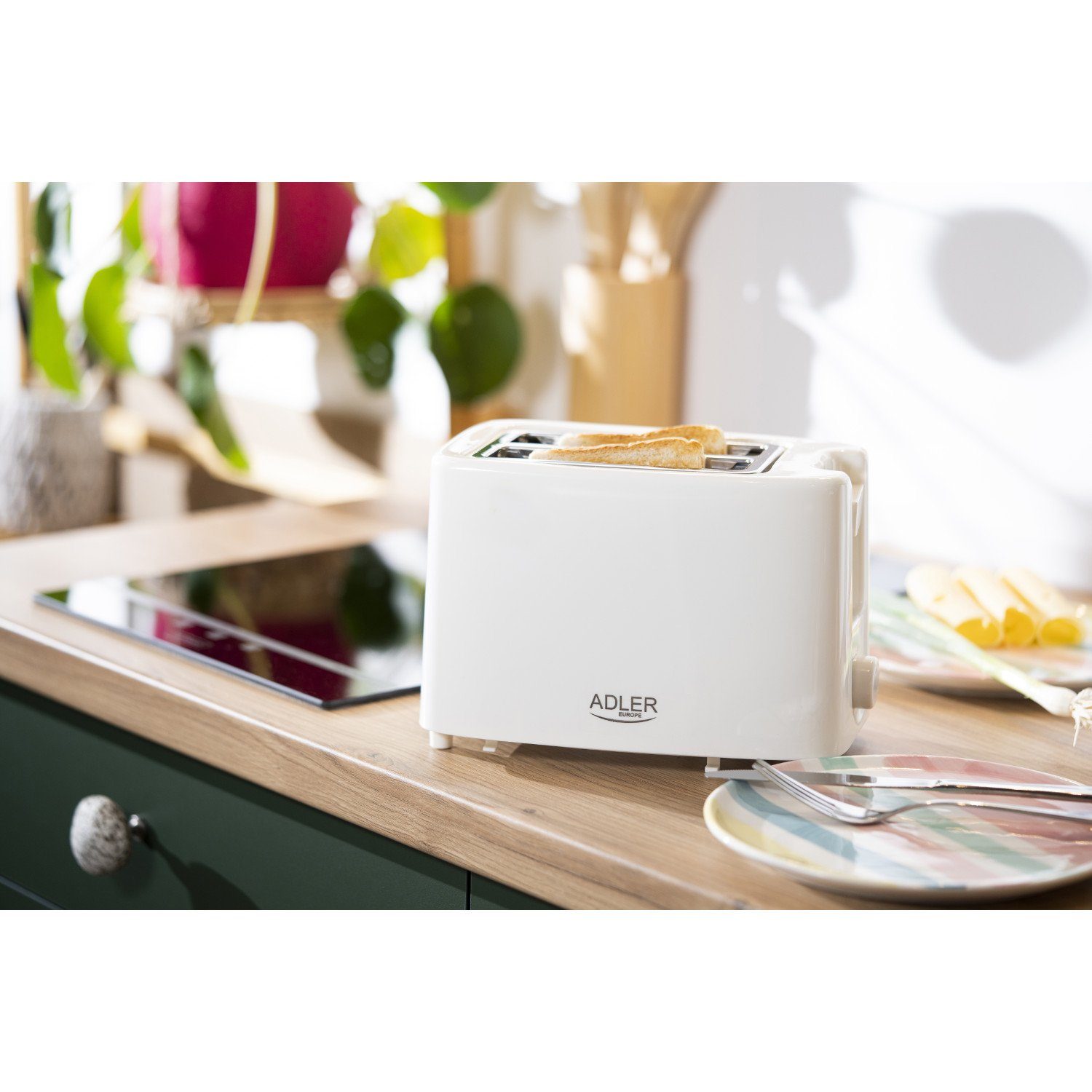 Adler Toaster AD 3223, 2 kurze Schlitze, 900,00 W, 2-Scheiben-Toaster 900W 6 Stufen Grillplatte