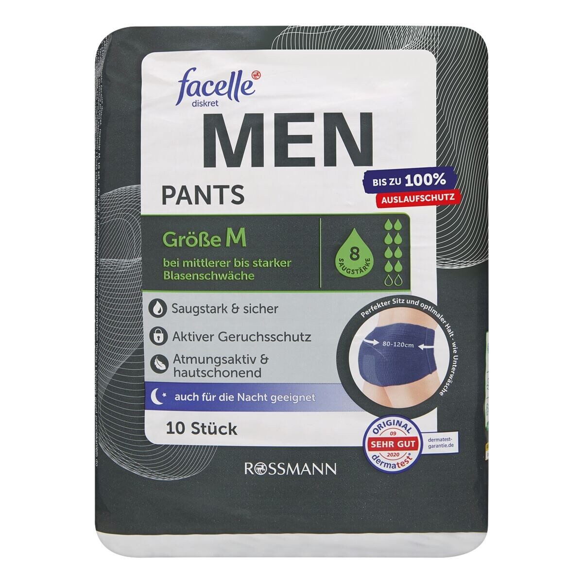 facelle Inkontinenz-Pants MEN Pants, 8, M, Wäschegröße: 6-7 Herren Gr., 8-St., Saugstärke: 8