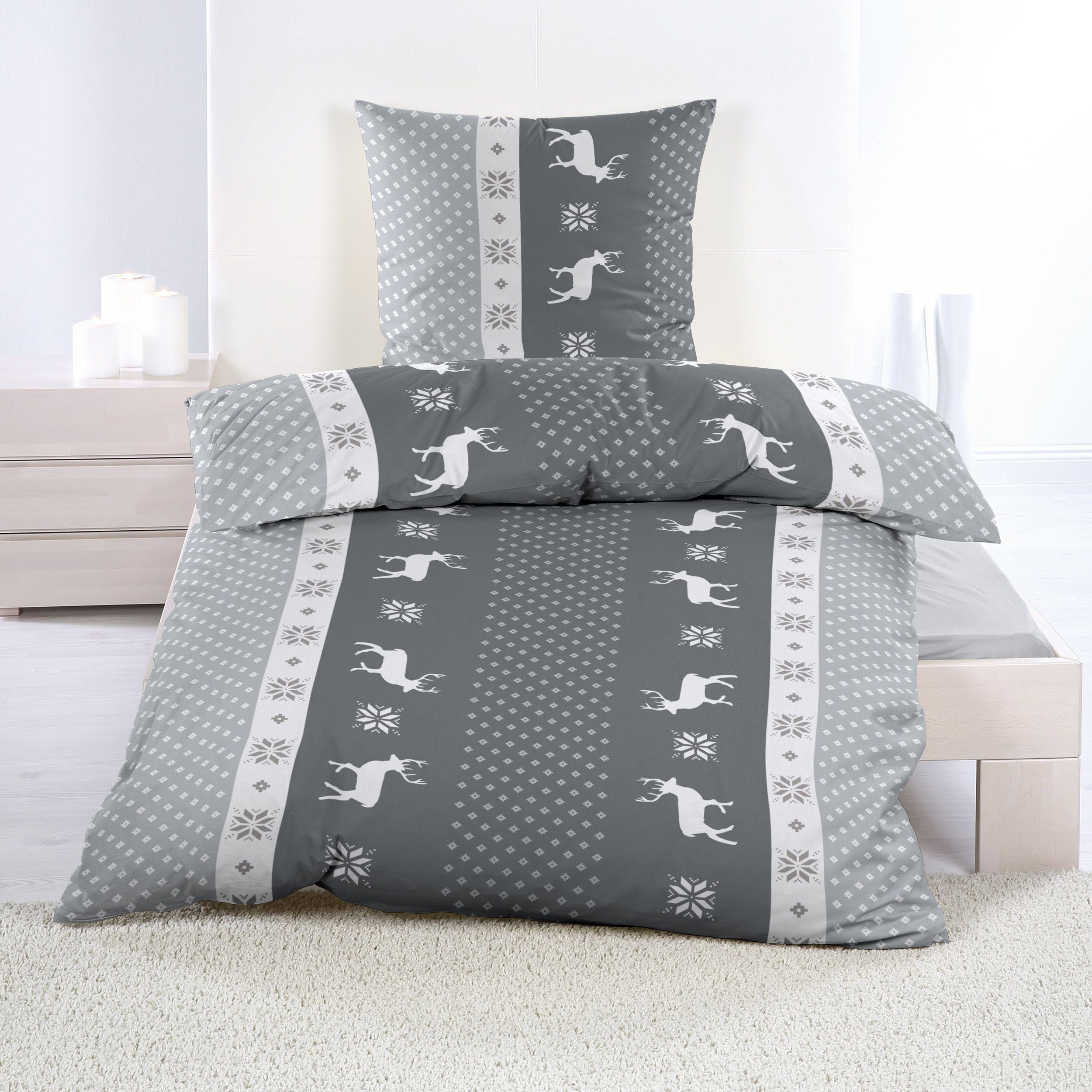 Casa Colori Bettwäsche 135x200 cm 100% Baumwolle mit Reißverschluss, Biber, günstig online kaufen