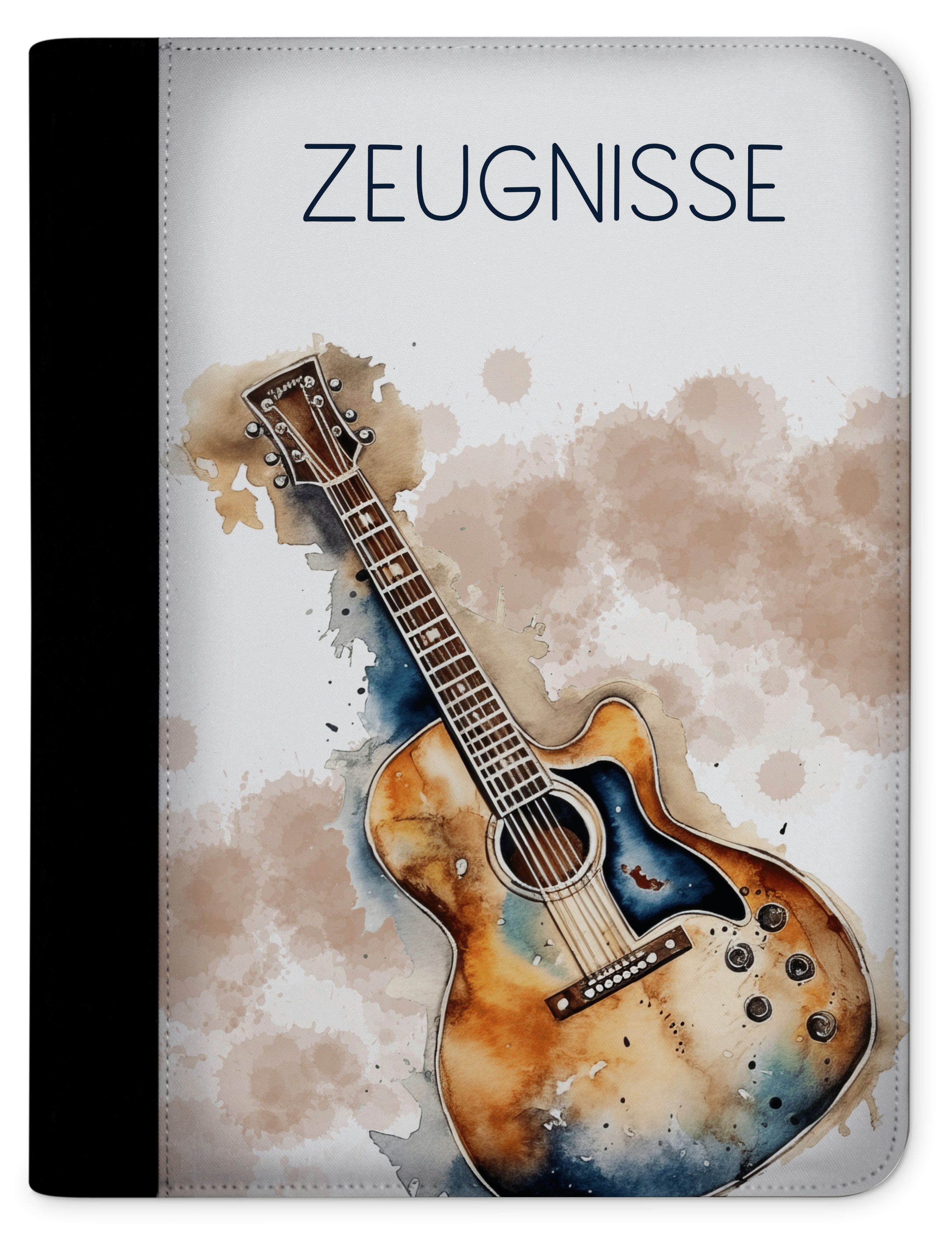 Schreibmappe Kinder Zeugnismappe, Dokumentenmappe, Ordner A4, Gitarre
