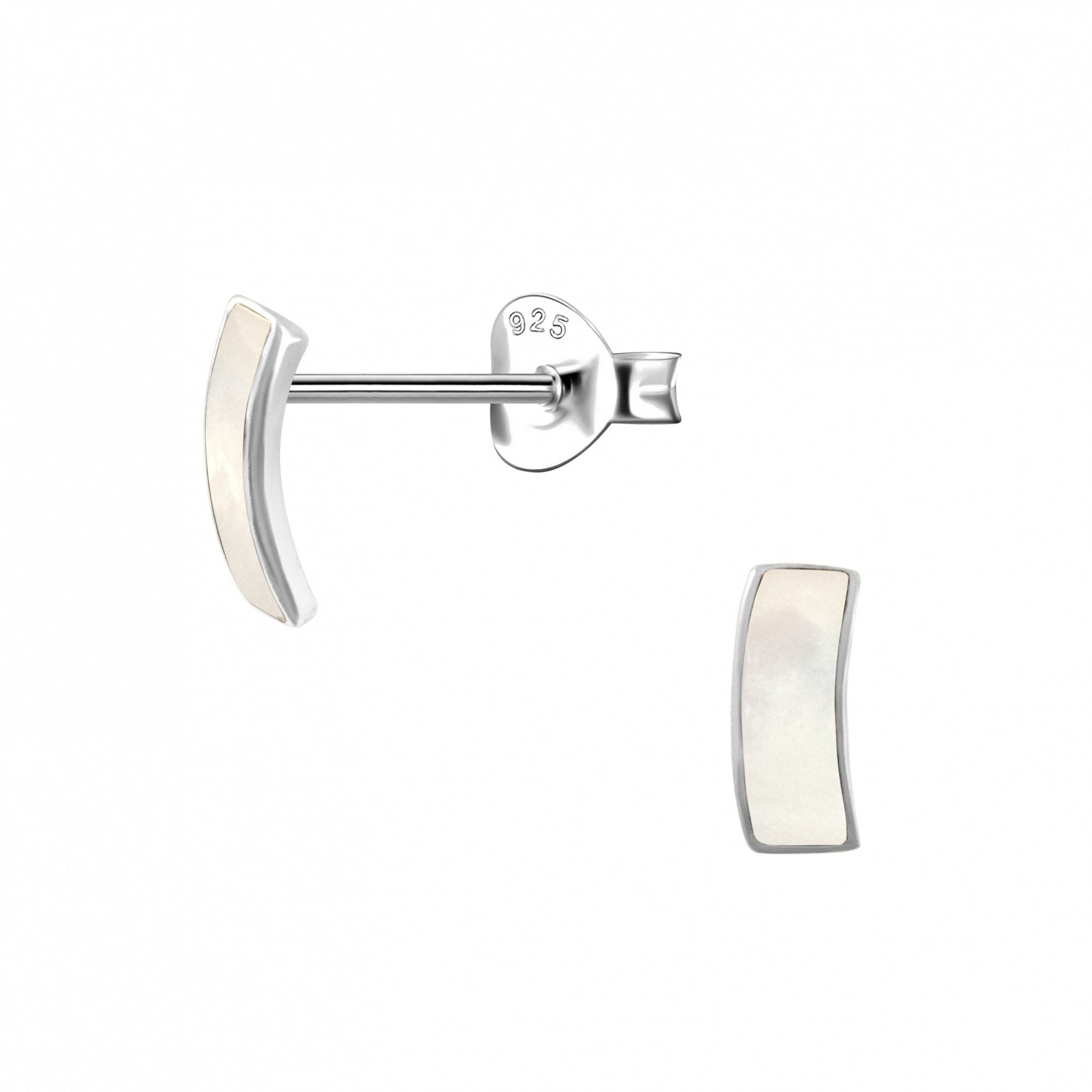 ALEXANDER YORK Paar Ohrstecker MUSCHELPERLMUTT Plättchen weiß, 2-tlg., 925 Sterling Silber
