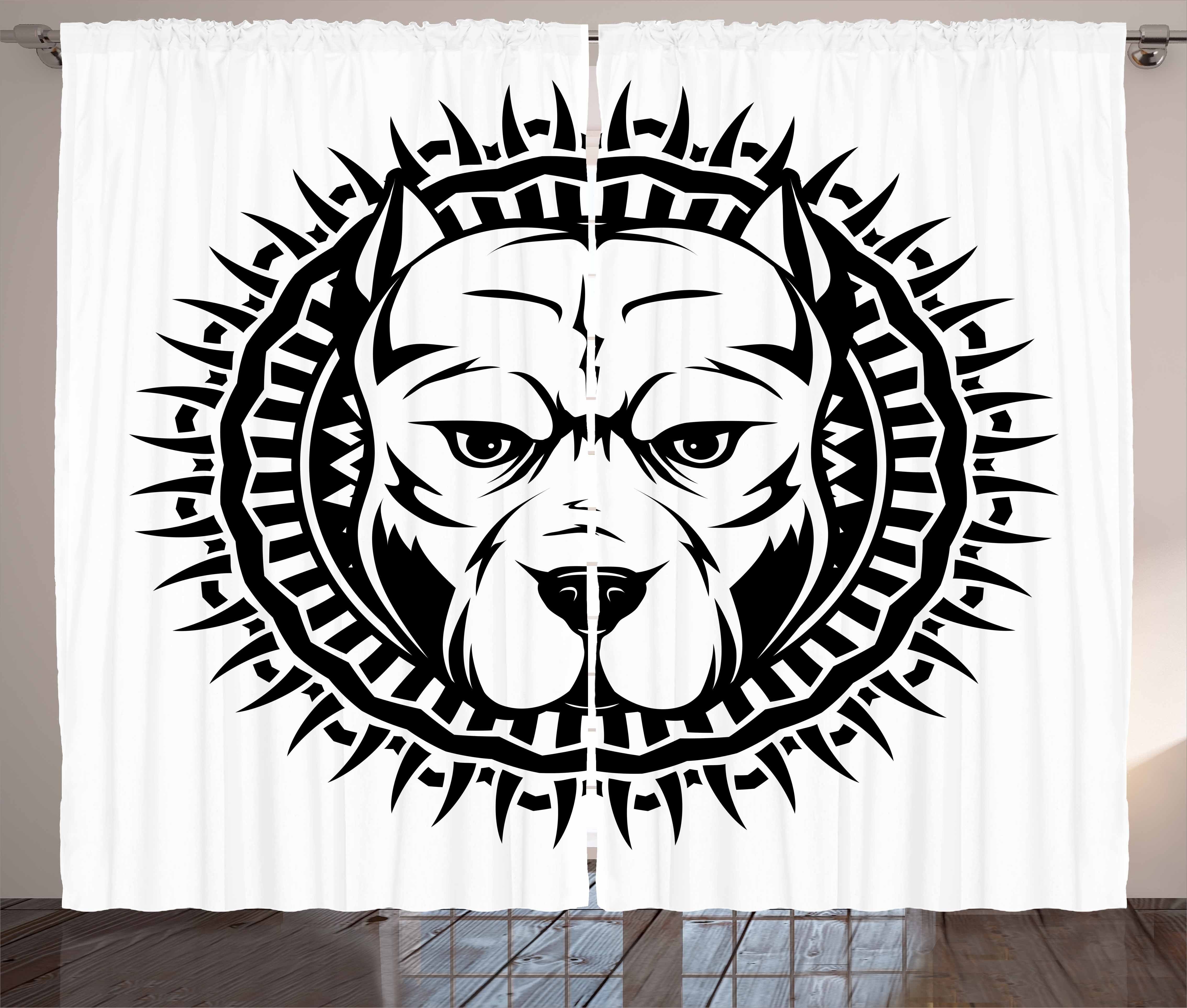 Gardine Schlafzimmer Kräuselband Vorhang mit Schlaufen und Haken, Abakuhaus, Pitbull Aggressive Kampfhund