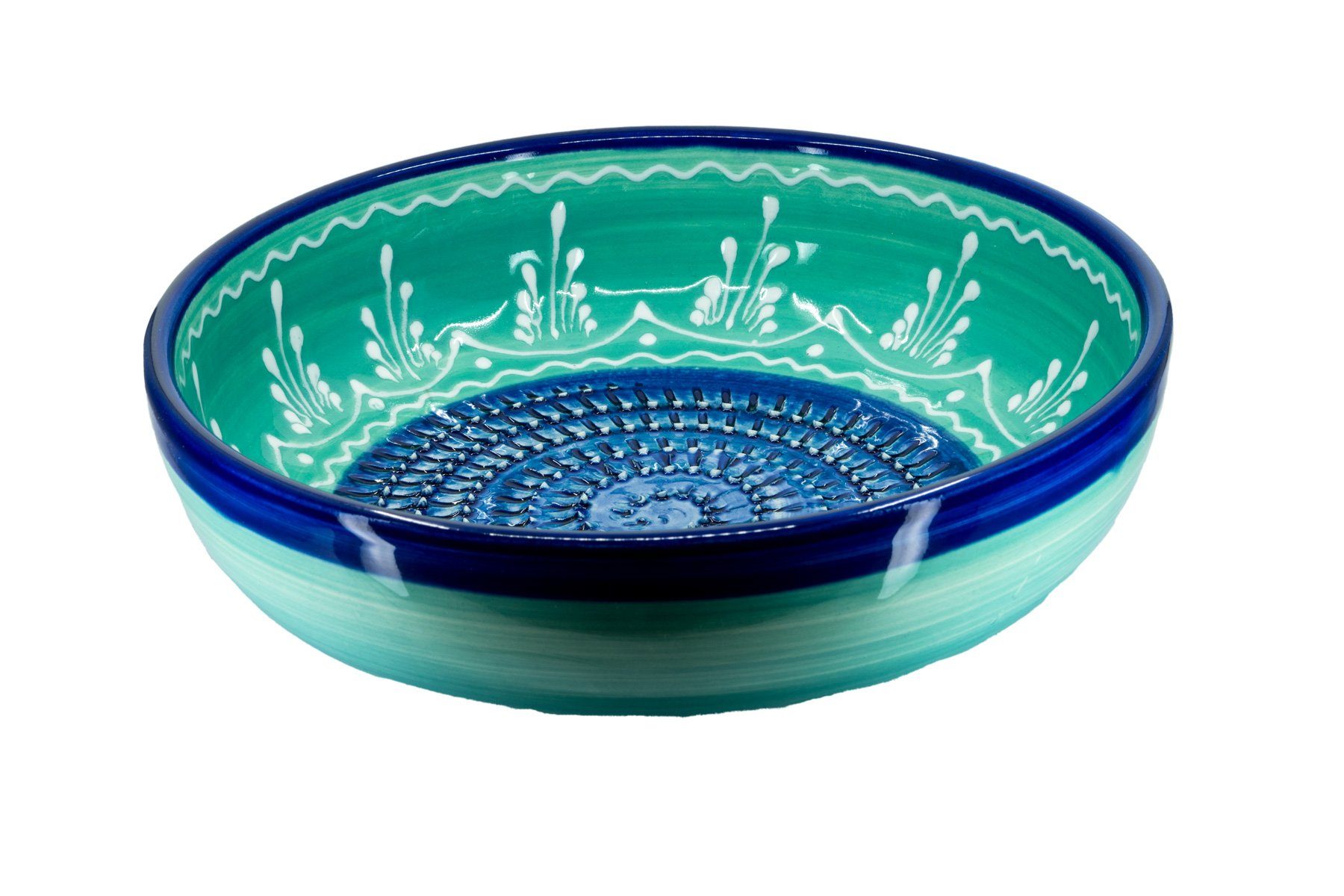Kaladia Multireibe Reibeschüssel in Blau & Türkis, Keramik, handbemalte Küchenreibe - Made in Spain