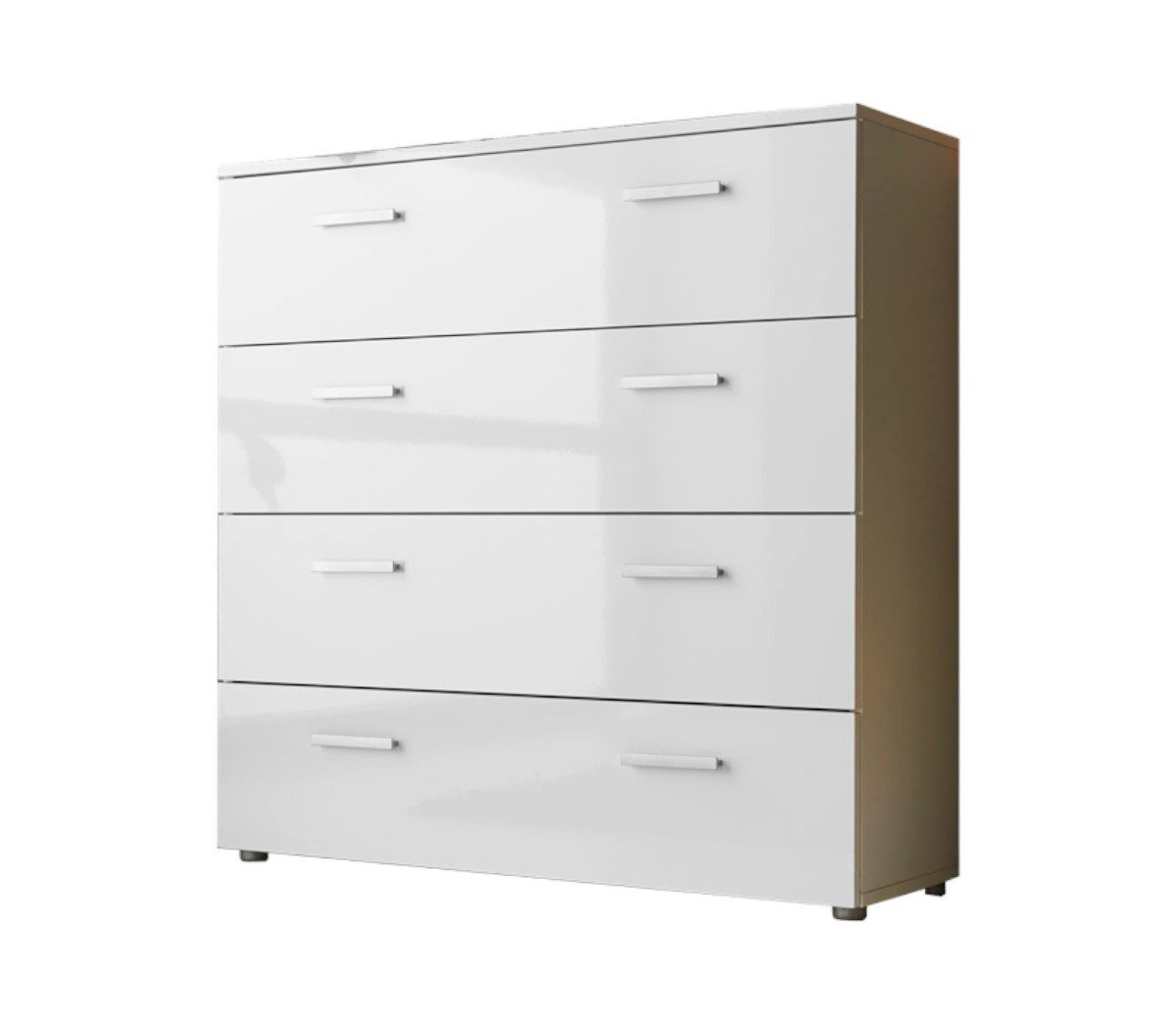 moebel-dich-auf Schubkastenkommode MALAGA 3 (mit 4 Schubkästen, 88 cm breit), Fronten in weiß Hochglanz
