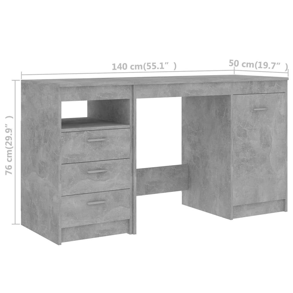 Betongrau Holzwerkstoff Betongrau Schreibtisch Betongrau 140x50x76 cm vidaXL | Schreibtisch