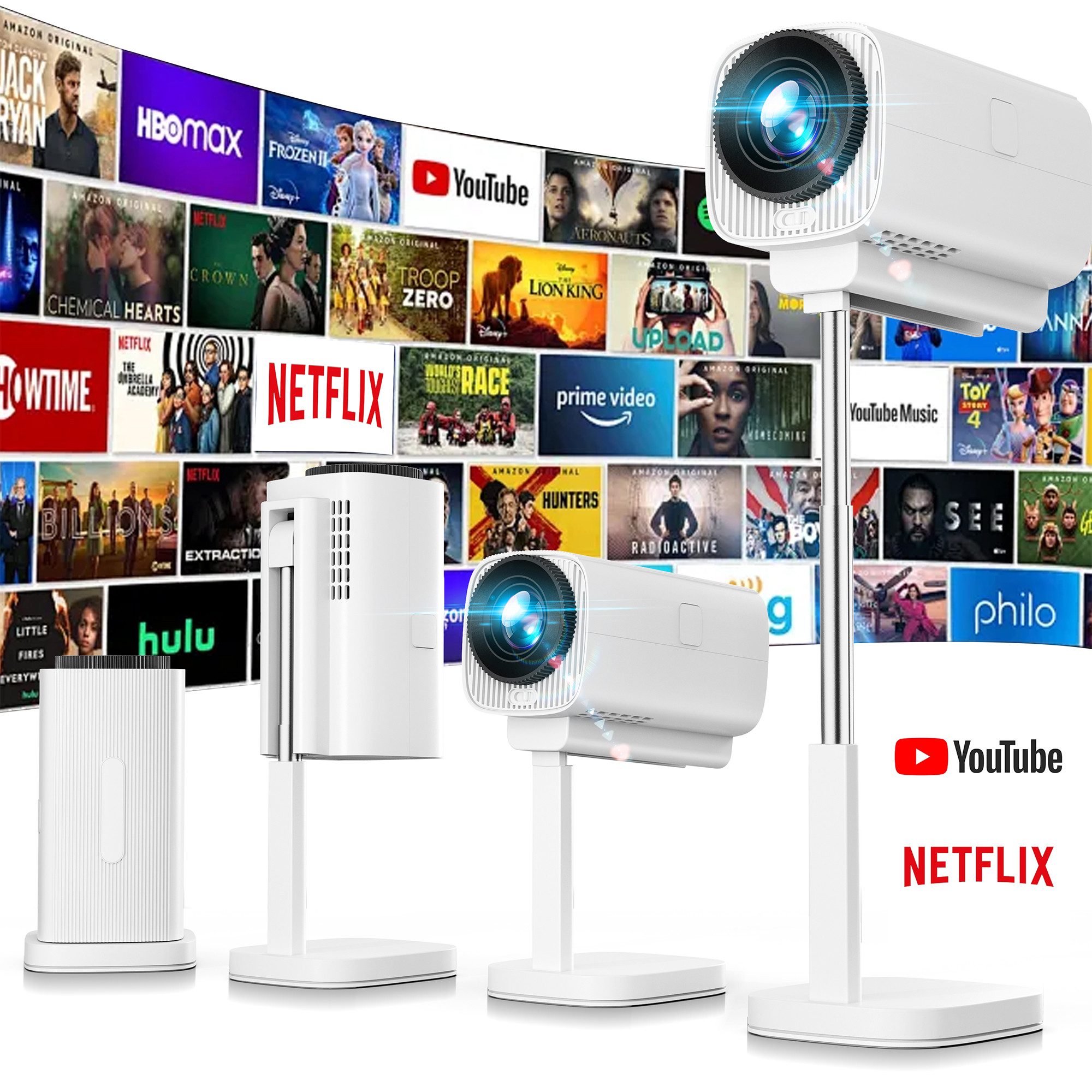 OYLCDI Android Beamer WiFi&BT Portabler Projektor Mini Beamer LCD-Beamer (1920x1080 px, interner Lautsprecher, Android 11.0 mit über 7.000 Apps)