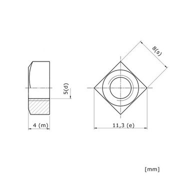 IGcons Schrauben-Set 10x Sechskantschrauben + Vierkantmuttern M5x30 Edelstahl A2 DIN 933, (10 St)