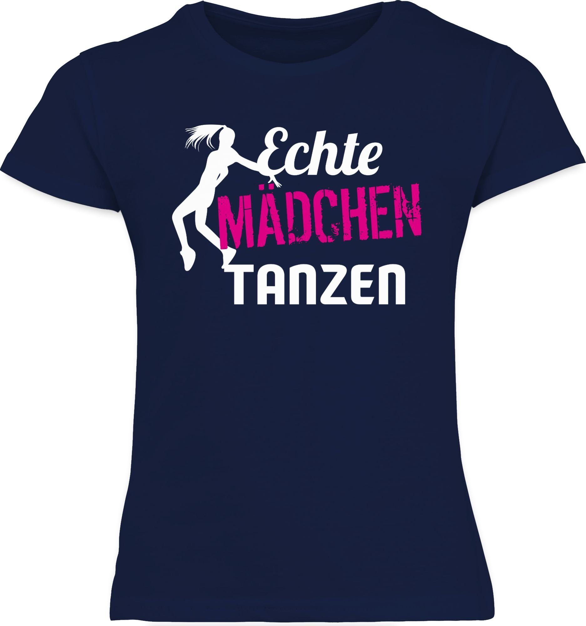 Shirtracer T-Shirt Echte Mädchen - Dunkelblau Sport 3 Tänzerin tanzen Kinder Kleidung