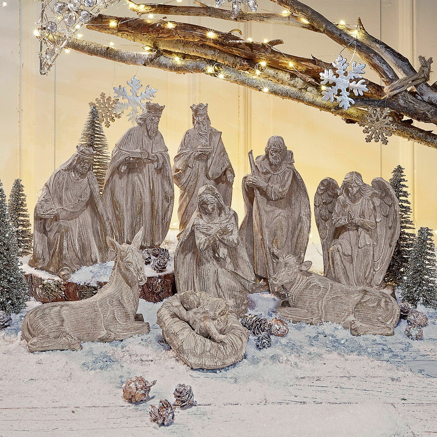 Mirabeau Weihnachtsfigur Set 9er Tongsa beige Krippenfigur