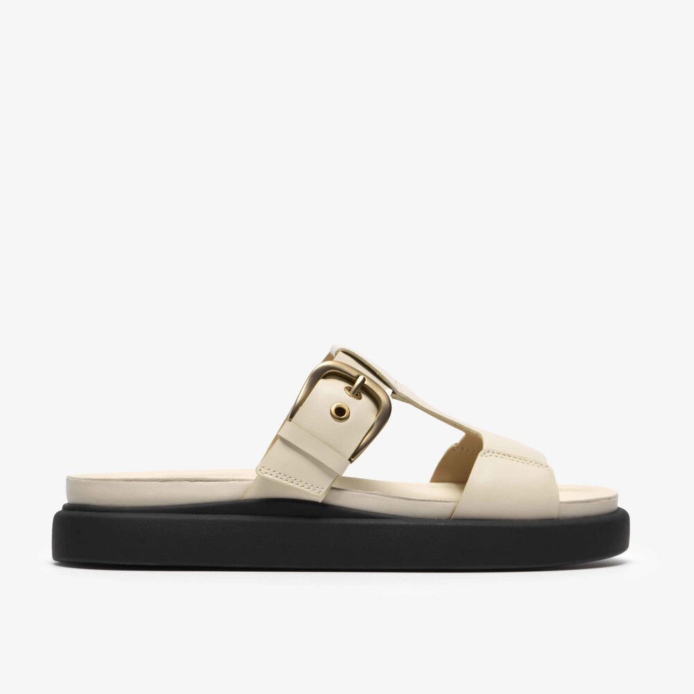 Clarks Clarks - Aristella West Cream Leather - Beige Pantolette