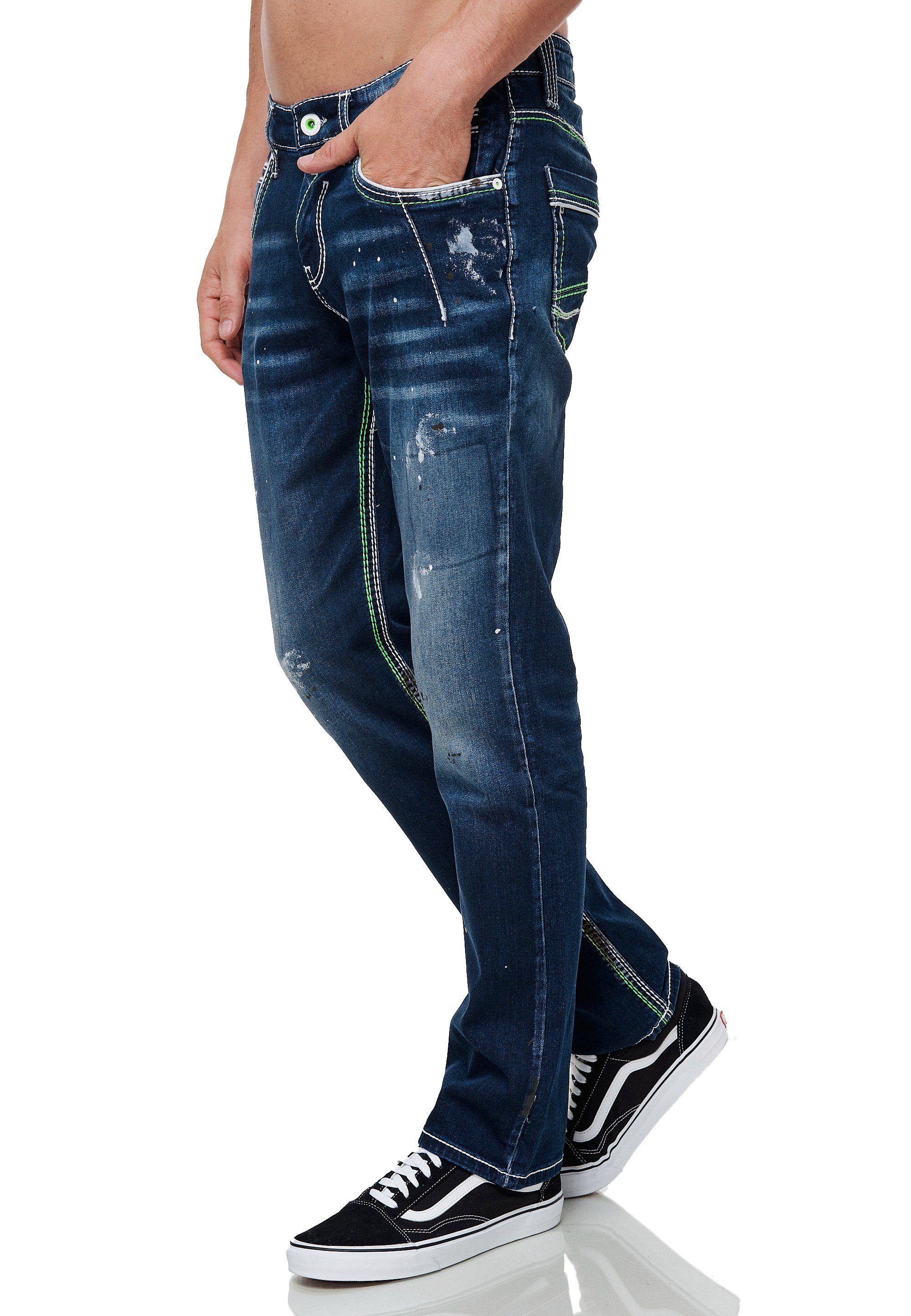 Neal Straight-Jeans mit Ziernähten Rusty kontrastierenden