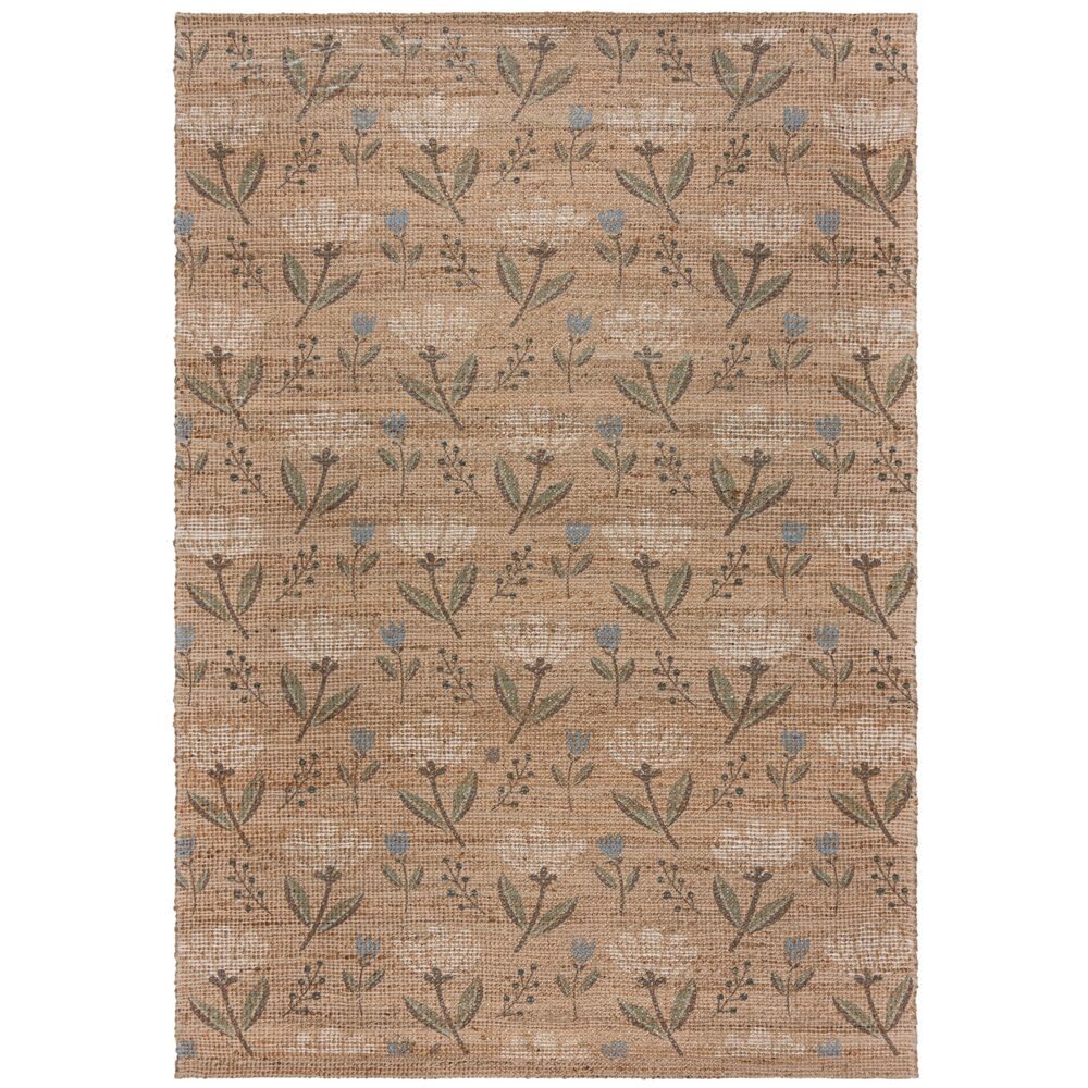 Teppich Juteteppich mit floralem Muster, handgewebt, naturfarben, JED Serie, KADIMA DESIGN, Rechteckig